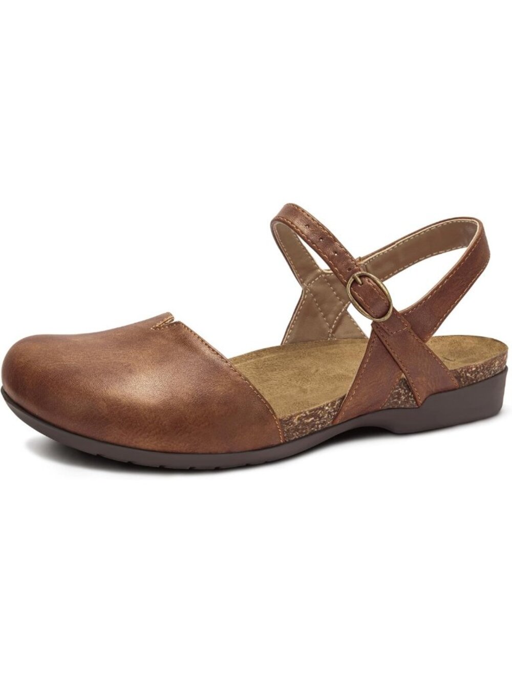 Stylish Closed Toe Sandals for Women - Comfortable Arch Support Flat Footwear